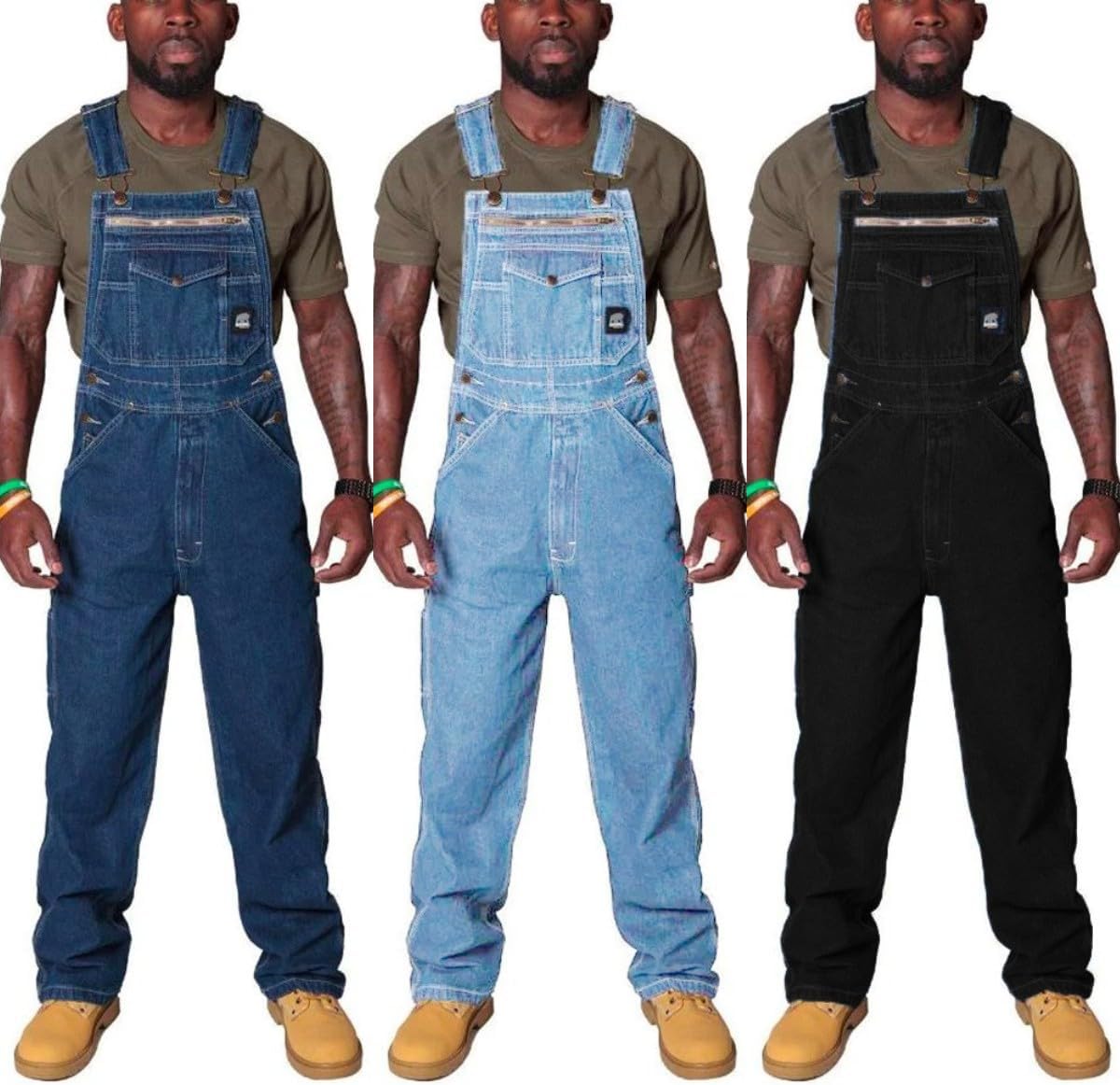 Men's Denim Work Suspenders Long Overalls