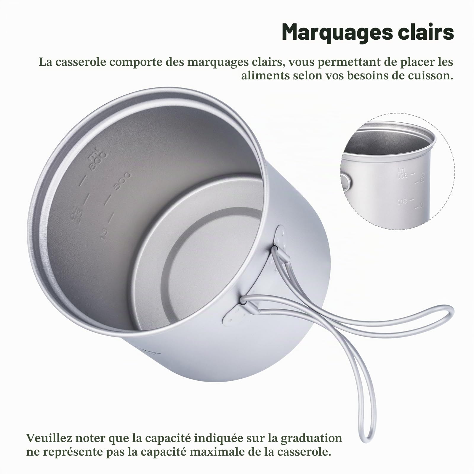 Boundless Voyage Lightweight Camping Pot Pan Cooking Set Backpacking Pot Camping Cookware Kit for Hiking Trekking Picnic Fishing Mountaineering
