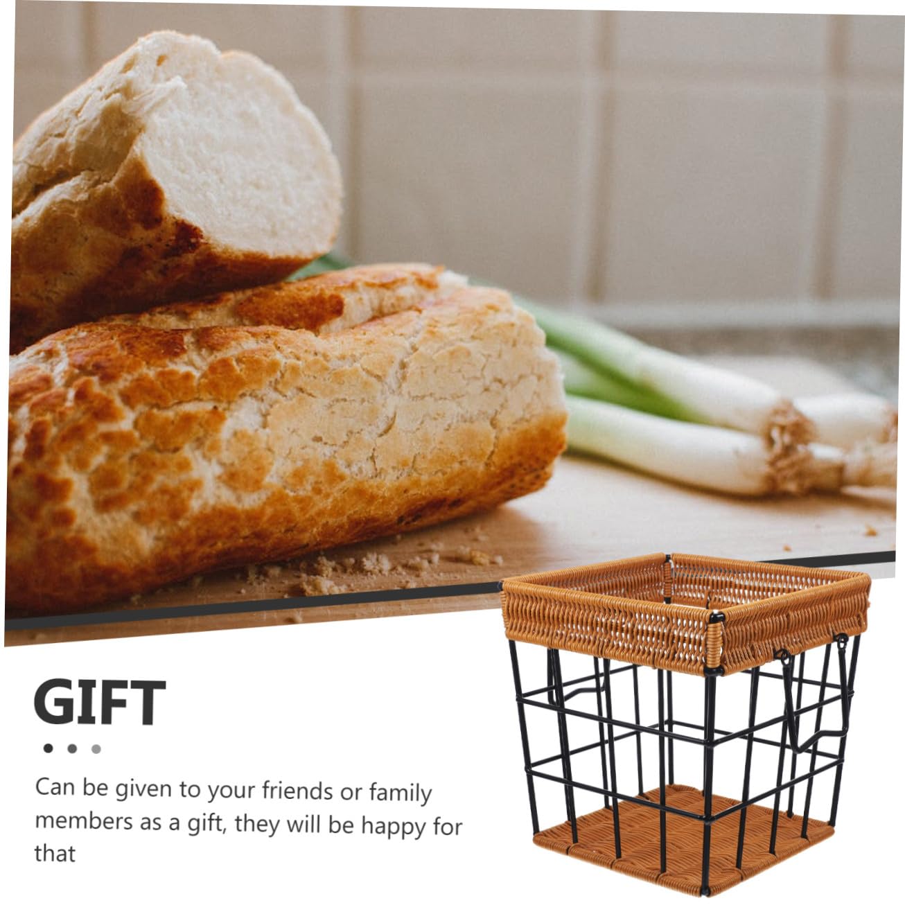 Alipis Panier à Pain Rustique en Fer Peint Antirouille Noir, Panier de Rangement Multifonction en Pp et Fer pour Décoration Intérieure et Restaurant