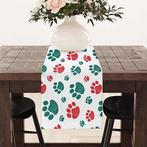 Miniatura 8 de Camino de mesa con estampado de patas de perro, estilo lino, 13 x 72 pulgadas, camino de mesa rústico de granja, cocina, comedor, decoración para