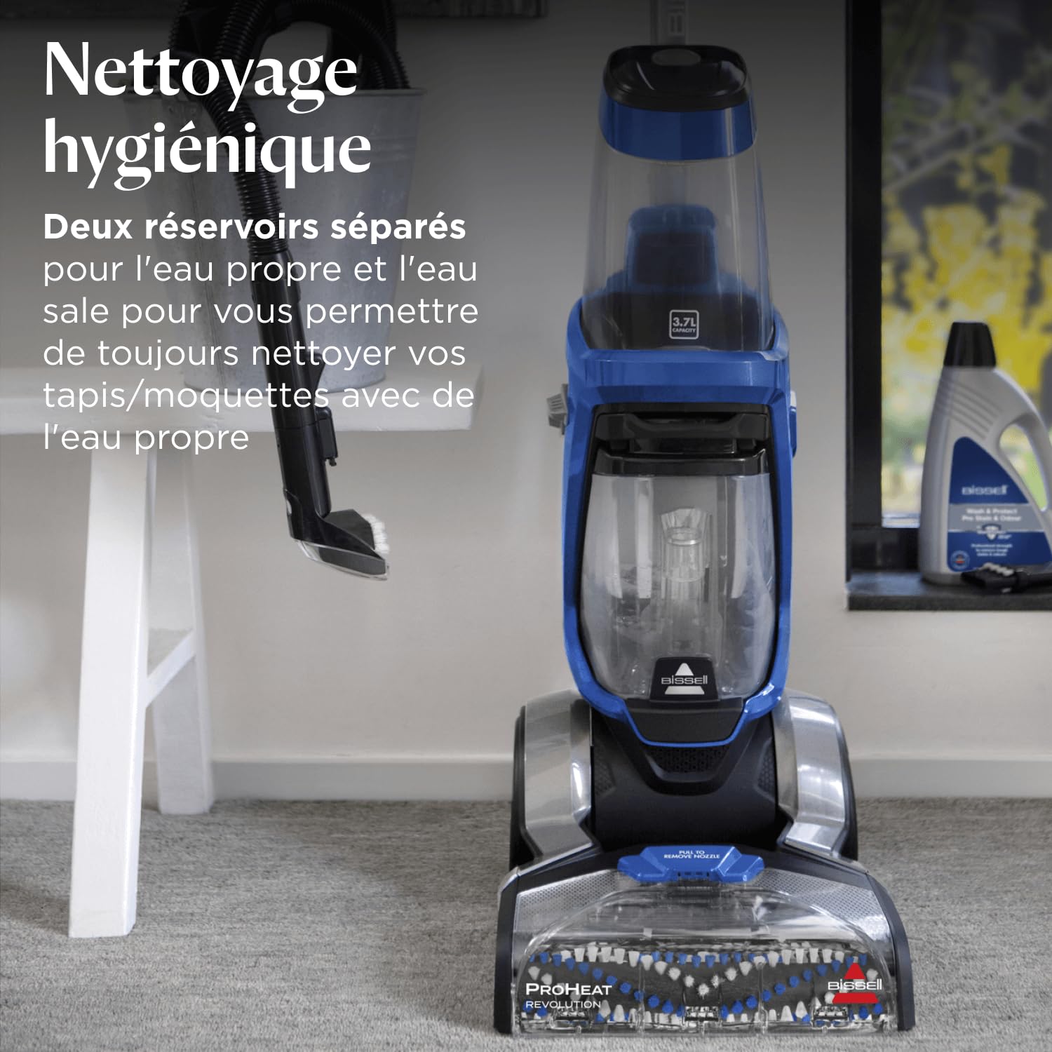 BISSELL ProHeat Revolution, shampouineuse, 3 modes de nettoyage, détacheur tapis/moquettes, détacheur tissus d'ameublement, filaire, pour les tapis/moquettes, escaliers, tissus d'ameublement, 18582