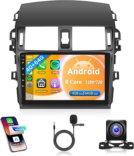 Miniatura 16 de 2G+64G Radio de coche Carplay para Toyota Corolla 2009 2010 2011 2012 2013, Rimoody Android Car Stereo Android Auto GPS WiFi 9 pulgadas pantalla