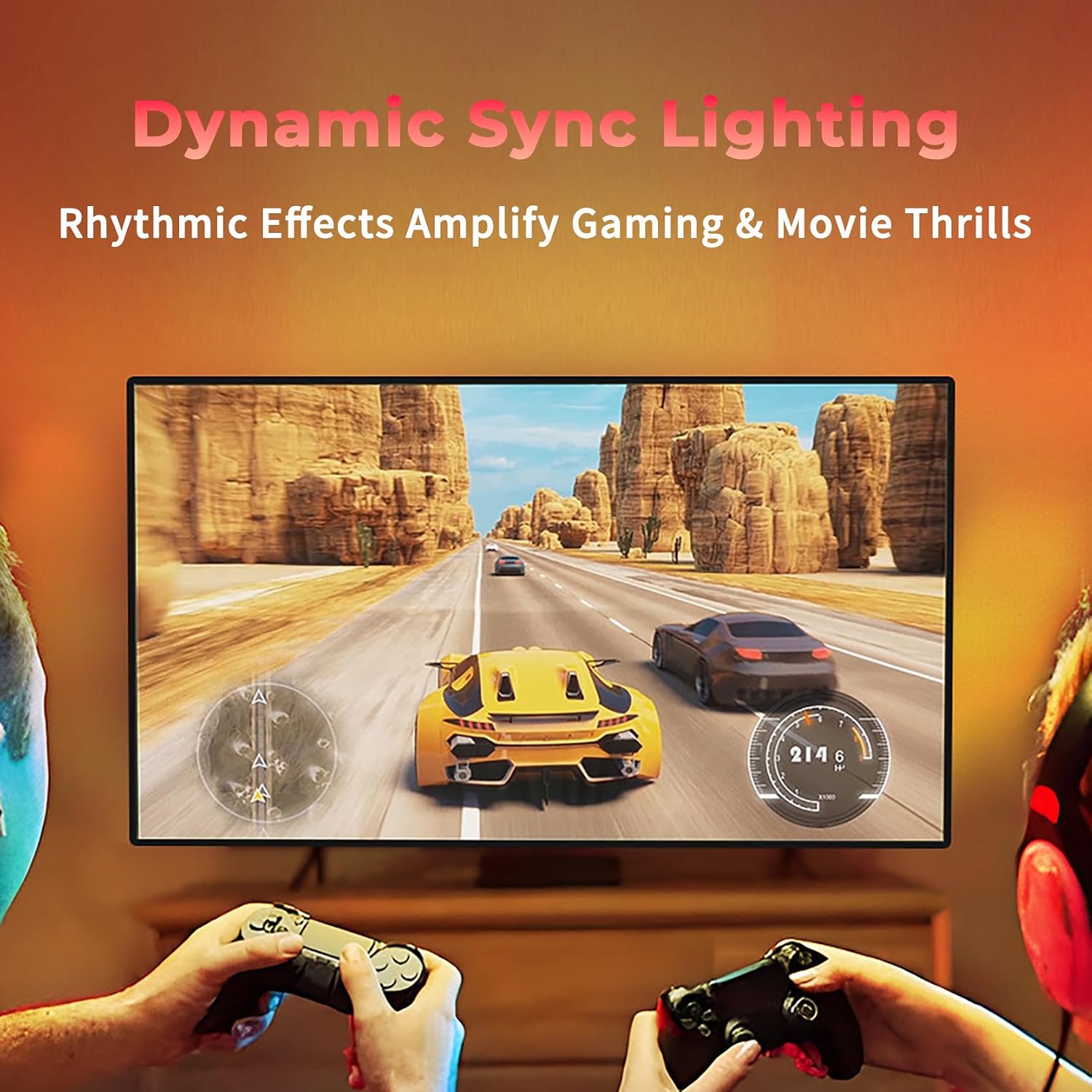 LED HDMI Sync TV Backlight with Dynamic Ambiance Lighting | Works with HDMI Device| Plug & Play (for 75-85 inch TV)