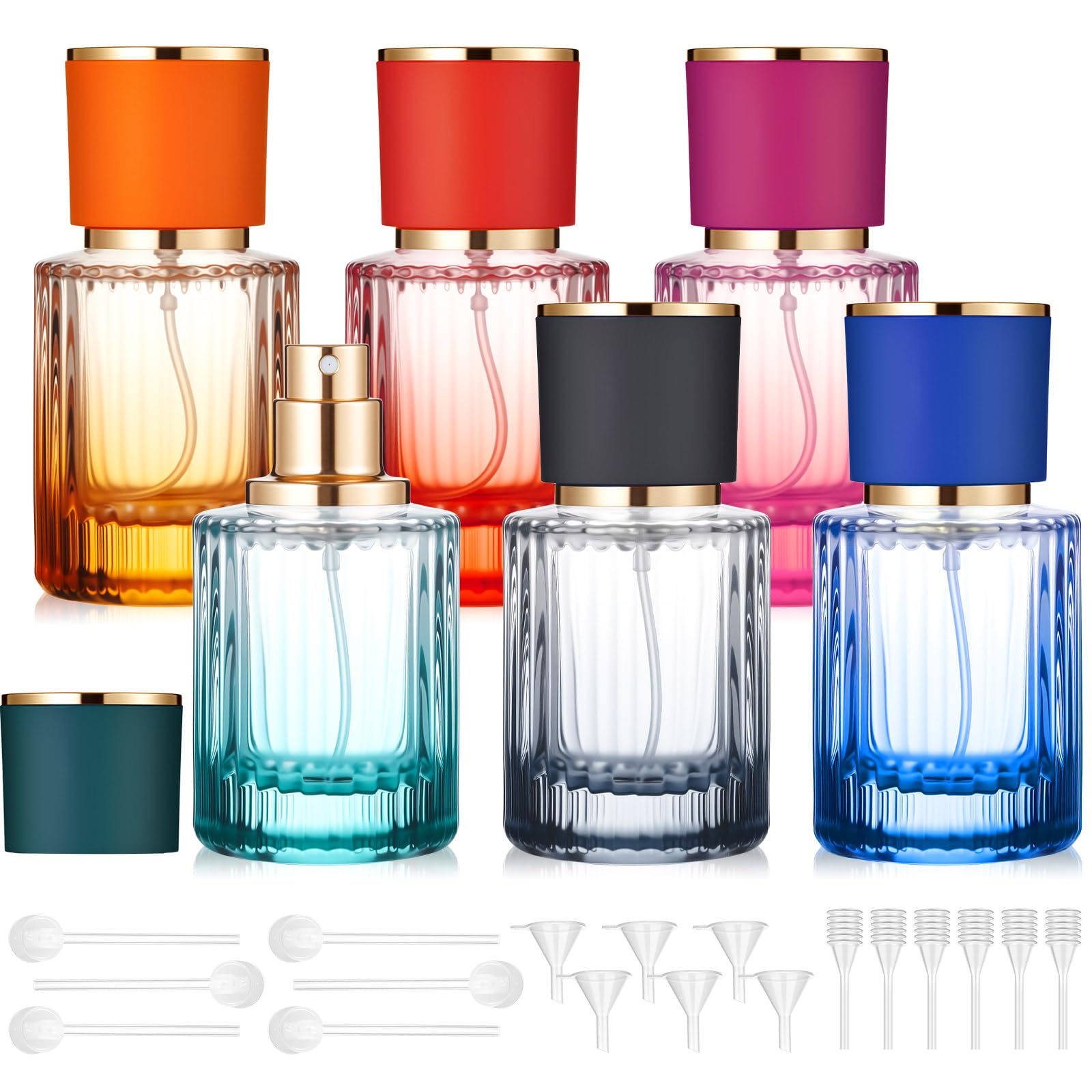 Teenyyou 6 Pcs 30/50/100ml Empty Glass Perfume Bottles Bulk Pack for Perfume Makers Refillable Atomizer Cologne Bottles DIY Vintage Fragrance