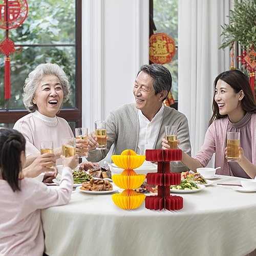 Miniatura 5 de ZEYGC Papel rojo de nido de abeja personajes chinos decoración del hogar, centro de mesa de año nuevo chino, decoraciones de año nuevo lunar 2024 Fu