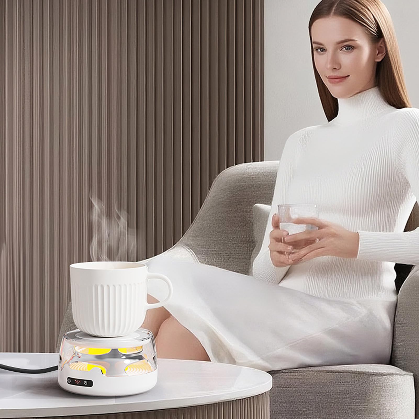 Calentador de Tazas para Café 4 Niveles de Temperatura Antideslizante y | Calientacopas Eléctrico para Escritorio que Mantiene Bebidas Calientes para Té Leche en Hogar Oficina Viajes