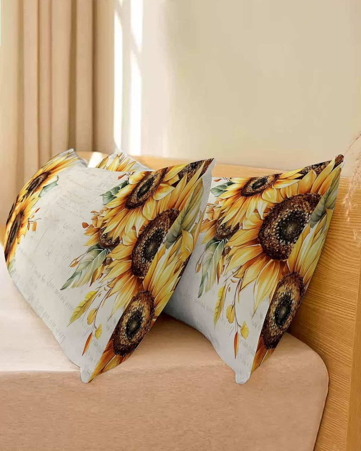 Sunflower Satin Pillowcase Summer Floral Body Pillow Cover 20 x 60 Inch American Pastoral Lumbar Pillow Cases Retro Rustic Rectangular Decorative Pillow Shams for Bed Sofa Guest Room