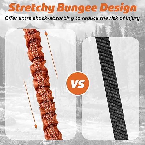 Miniatura 7 de rabbitgoo Correa táctica para perro, correa elástica de entrenamiento para perros con absorción de golpes, correa militar naranja para perros con 2