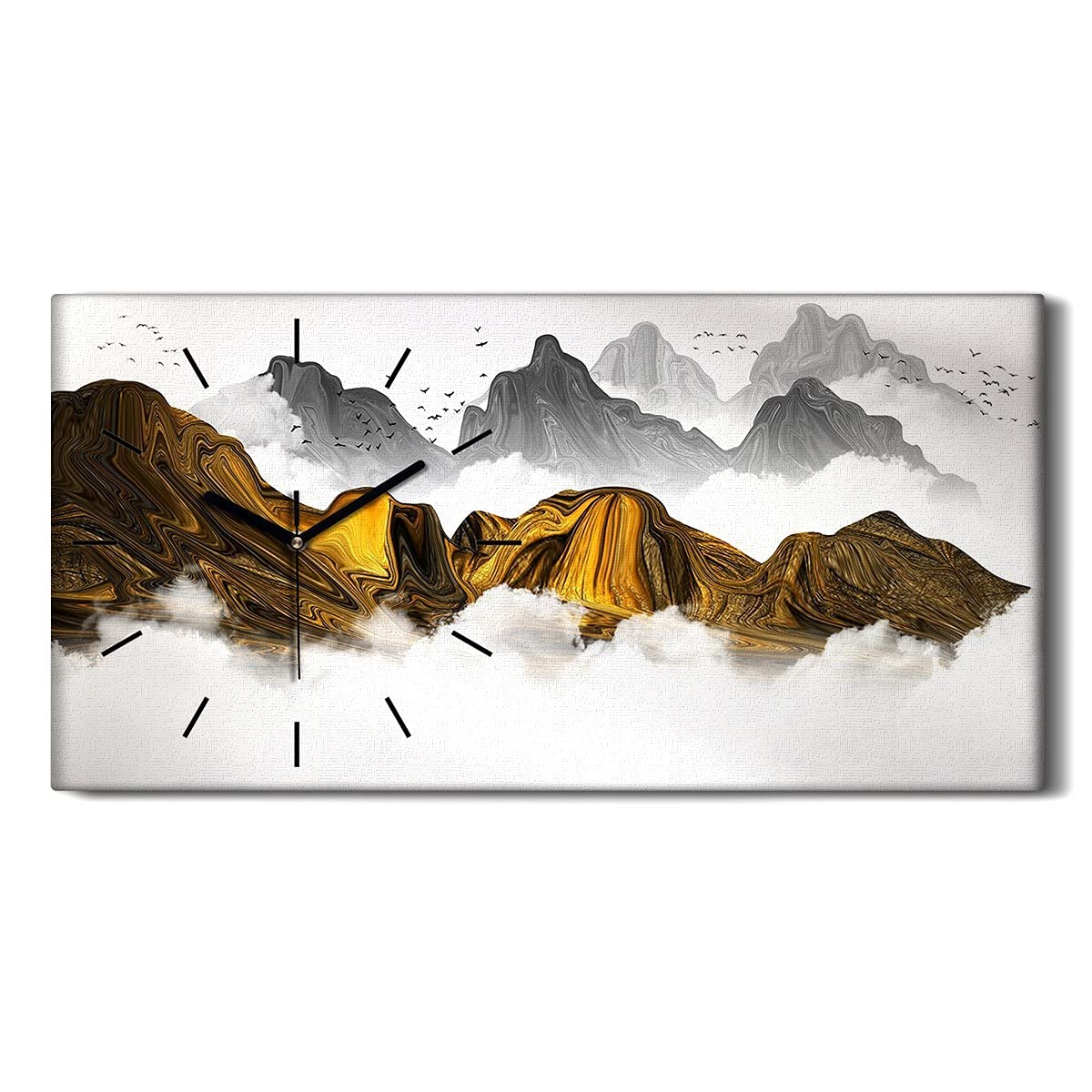 Horloge sur Toile Silencieuse Coloray 60x30cm Fin du Tic-Tac Nuisible