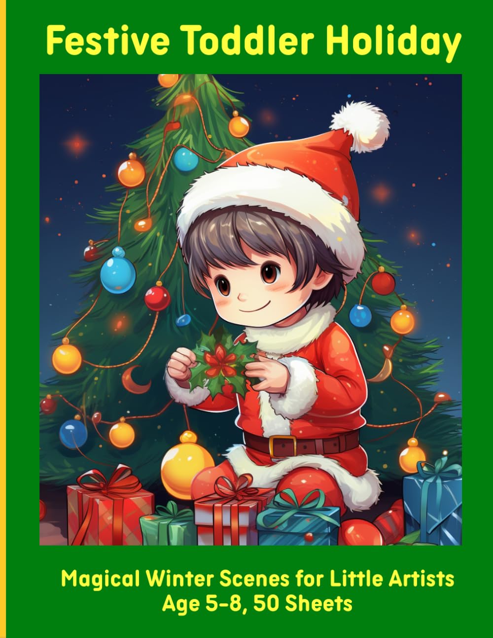 Festive Toddler Holiday: Magical Winter Scenes for Little Artists Age 5-8, 50 Sheets