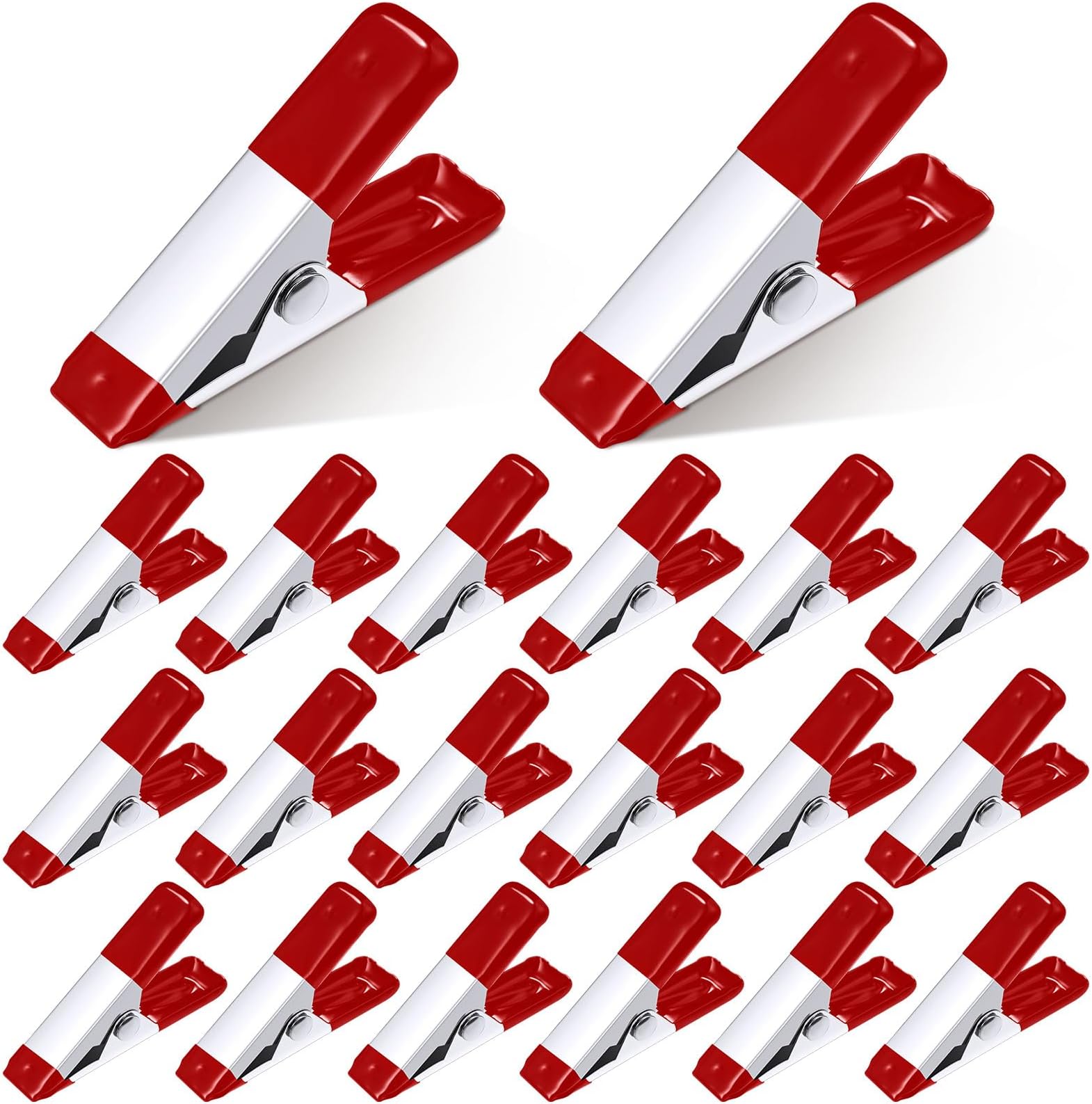 100 Pcs 2 Inch Mini Metal Spring Clamps Bulk 3/4 Inch Jaw Opening Rubber Tips Clips Small Spring Clips Heavy Duty Clamps for Crafts Backdrop Garden Photo Studio Wood Working DIY (Red)