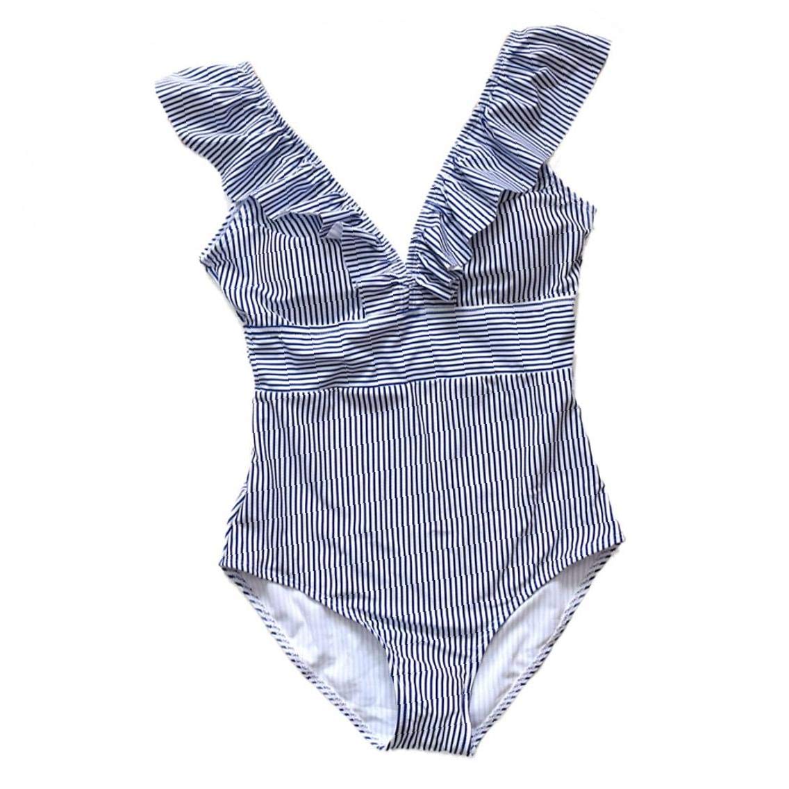 Maillot de bain une pièce sexy pour femme maillots rembourrés taille haute rayés