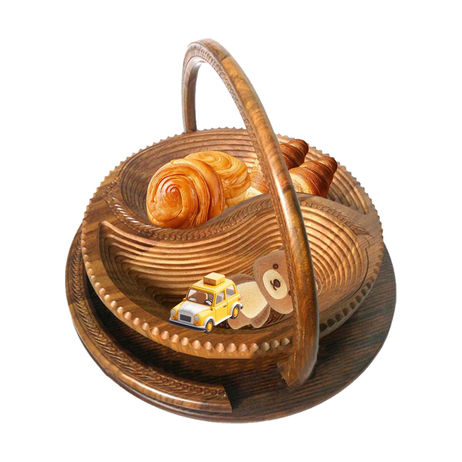 Corbeille à fruits en bois – Plateau de service pliable divisé en 4 compartiments | Paniers pliables pour , noix, bonbons, fruits, noix | compartiments | Paniers pliables pour , noix, bonbons, fruits, noix