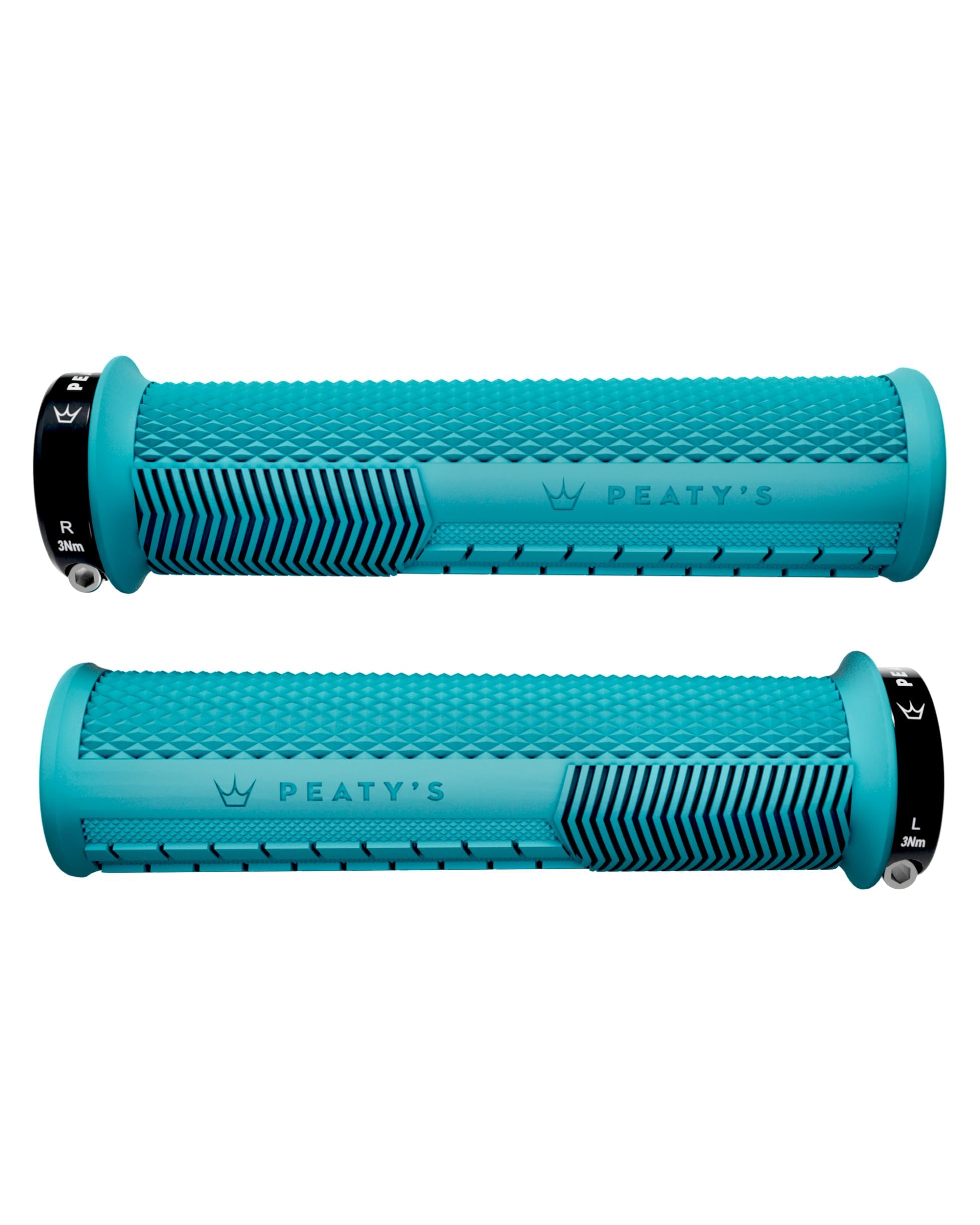 Peaty's Monarch Grips - Blue/Knurl/Thin - Race Control, Durable, Ergonomic Finger Bars, Comfort Thumb Pad, All Day Riding, All Weather & Terrain, MTB Enduro Downhill Ebike Mountain Bike