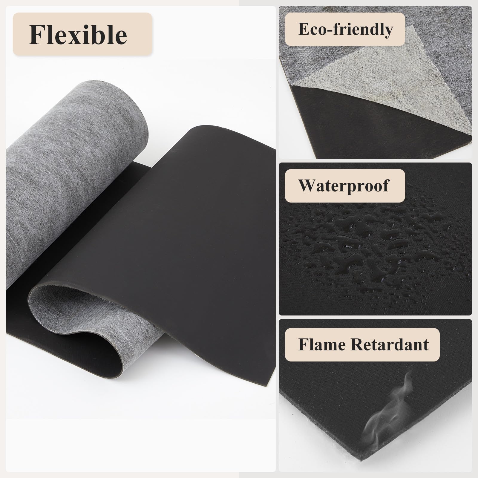 Frienda 2 x 4 m di isolamento acustico in vinile caricato di massa, 0,5 kg, Mlv insonorizzazione per assorbitore acustico, spessore 2 mm, materiale anti vibrazione