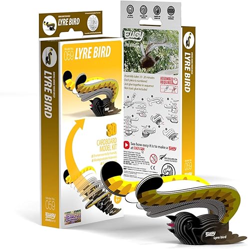 Miniatura 5 de Eugy Lyre Bird - Rompecabezas 3D de 15 piezas ecológico para niños, niñas y niños a partir de 6 años