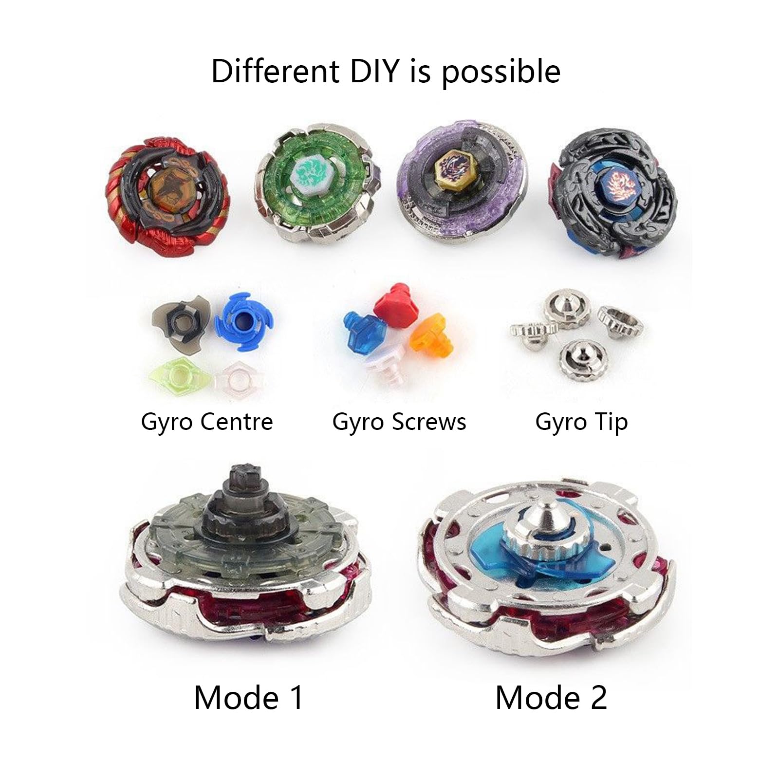 8Pcs Peonzas | Juego De Trompos De Combate De Giroscopio De Metal De 4D Fusion Model Evolution Combination Series con transmisor y asa-D
