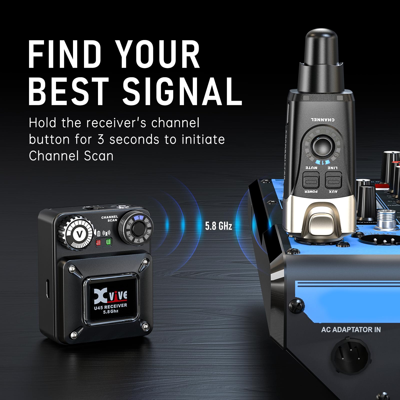 Xvive U45 Wireless in Ear Monitor System 5.8ghz IEM System