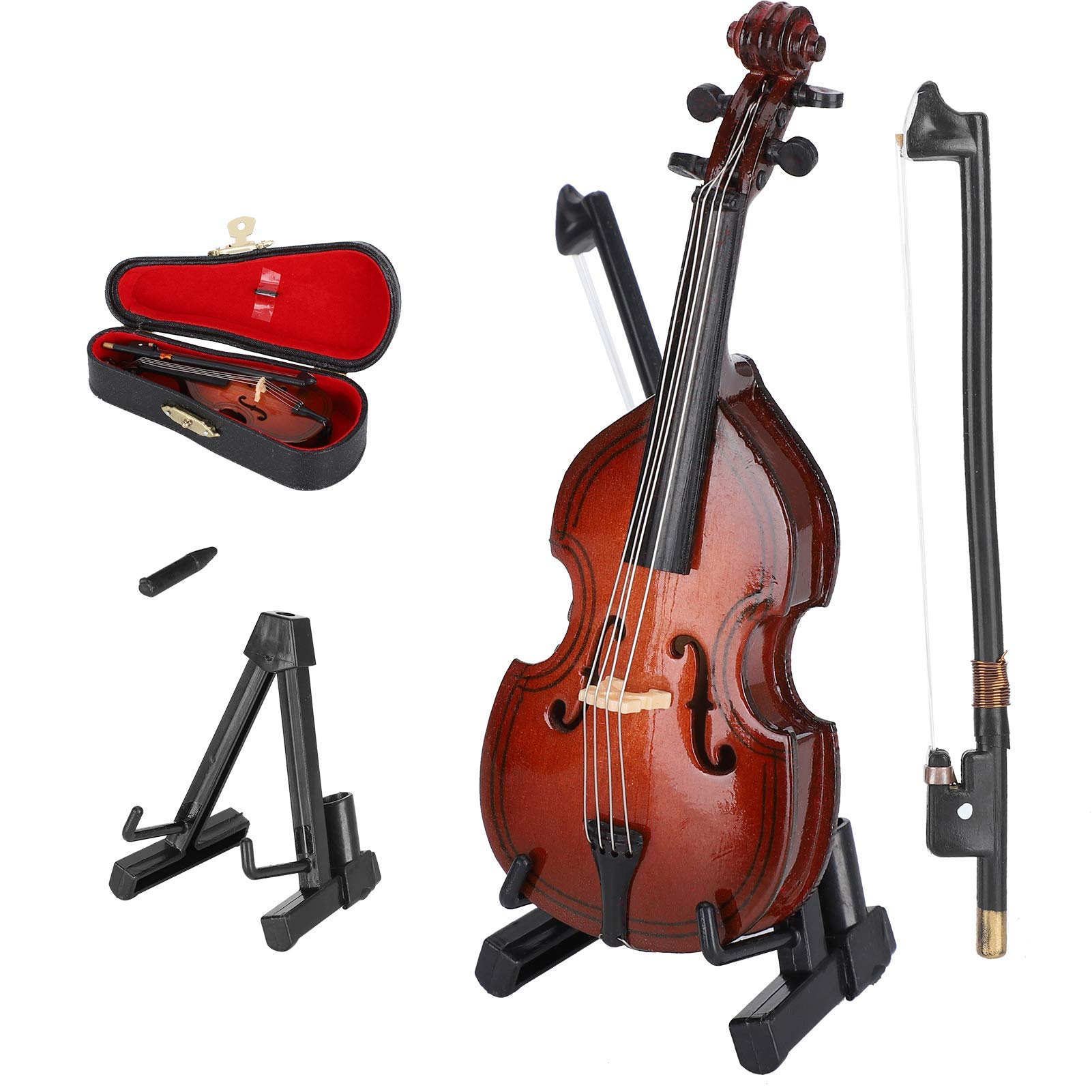 Garosa Modello Chitarra in Miniatura Display Strumenti Musicali in Legno con Supporto Supporto e Accessori casa delle Bambole Ornamenti Artigianali Piccoli Oggettistica(Brown 10cm