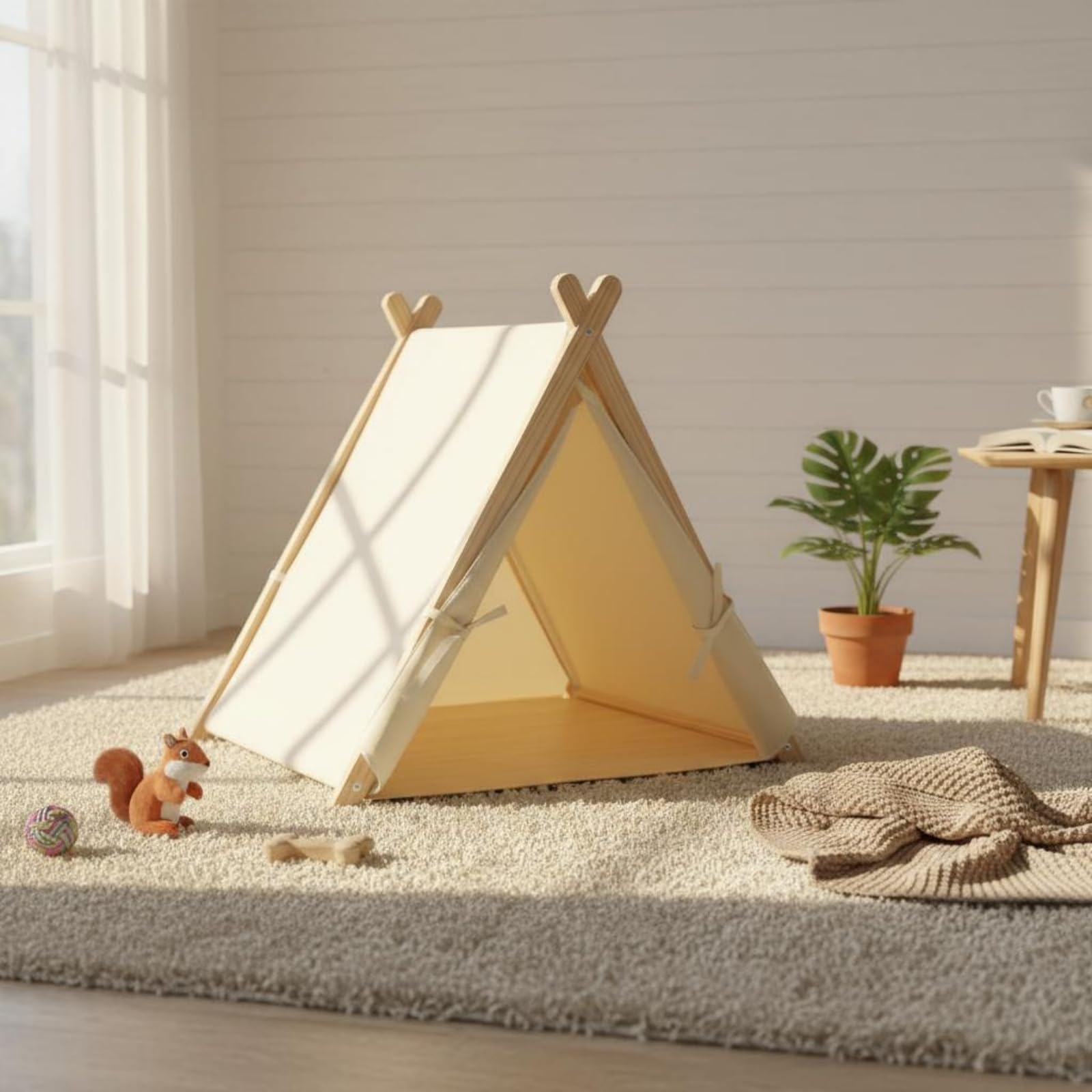 Portable Shelter Tenda Letto per Gatto Cuccia Rifugio Casetta Chiuso in Oxford 600D con Struttura in Legno Facile da Piegare E con Rivestimento Lavabile Adatto per Casa Salotto Camera da Letto