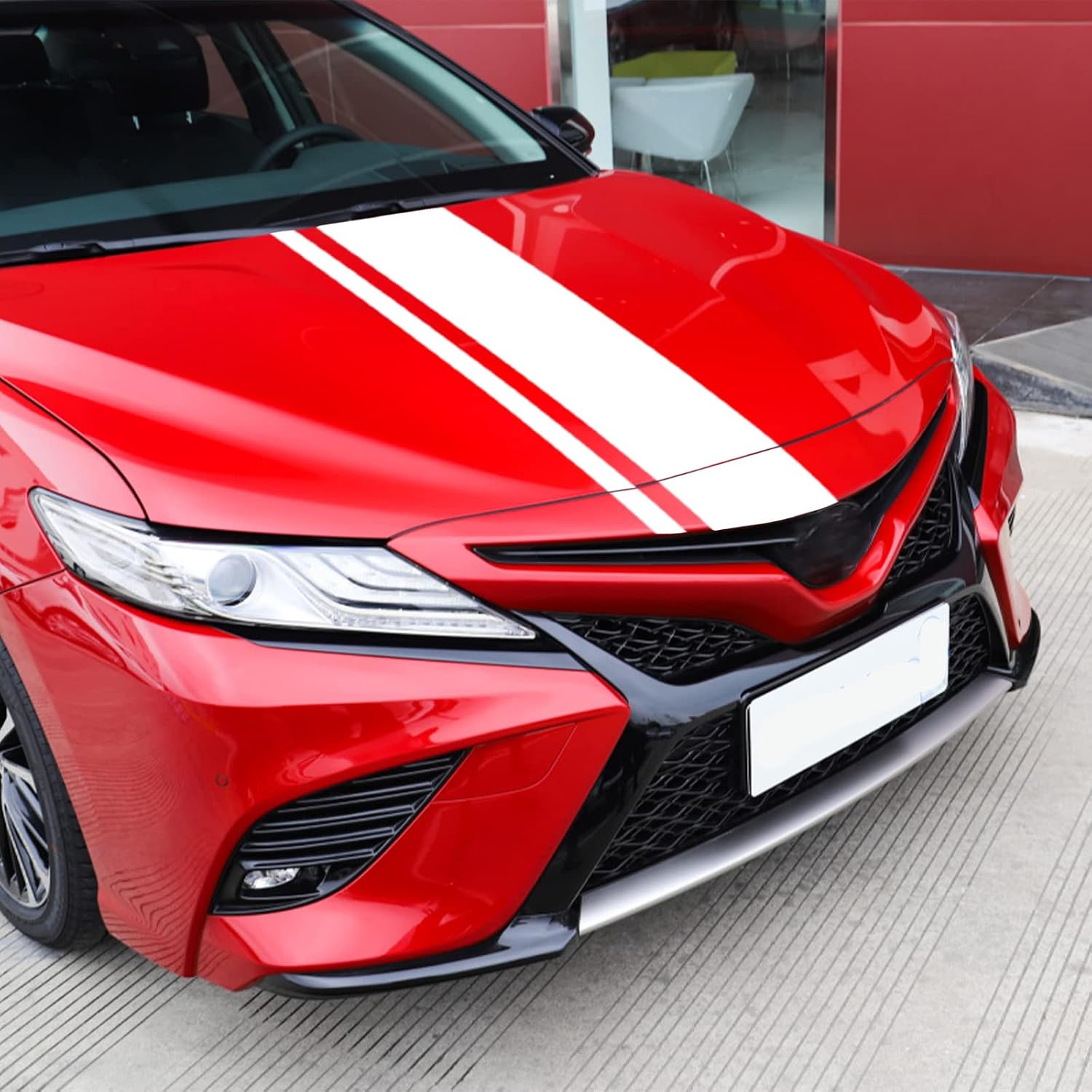 SUNJIKA 3PCS Vinyl Car Side Sticker Long Stripe Graphic Auto Hood Tailgate Body Racing Sports Decals Universal Car Sedan DIY Decal Stripe Vinyl Stickers Decoration (White)