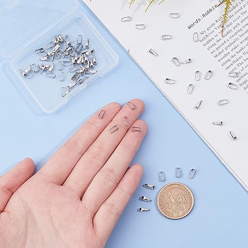 Miniatura 7 de UNICRAFTALE 50 unidades de 0.433 in de acero inoxidable con cierre de clip de pellizco dorado para colgantes, clip de pellizco, conectores colgantes