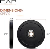 Vista 55 de CAP Barbell - Disco olímpico de goma para barra de pesas, para múltiples opciones