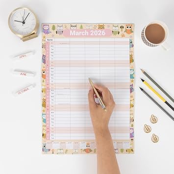 2027 Family Calendar Month to View 5 Columns A3 When Open Planner (Owl)