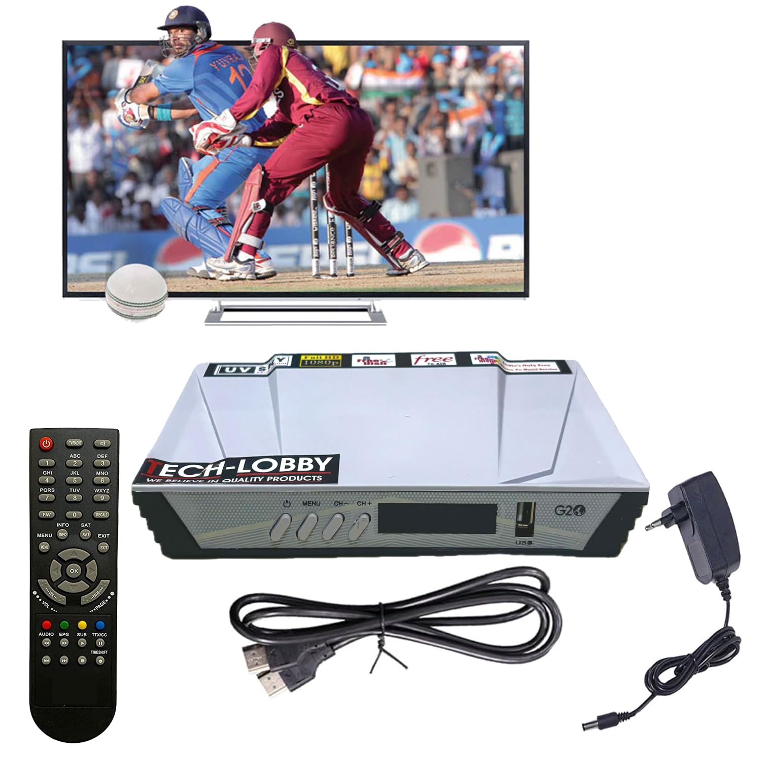 Tech-Unique MPEG4 HD 140+ Channels Set Top Box | DVB-S Setup Box | High-Difinition FTA TV Box Accessories (Life Time Free Channel)- (Require Wi-fi Dongle for Watch YouTube) Black-image-7
