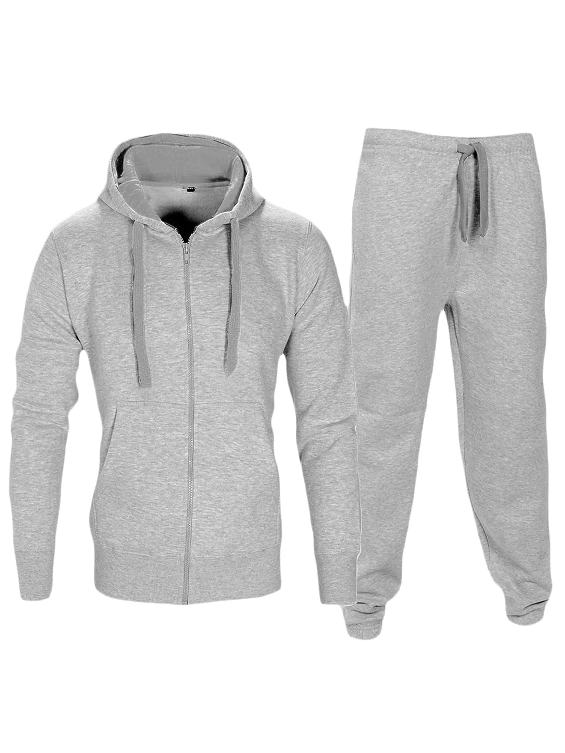 Love My Fashions® Men’s Tracksuit Full Sleeve Contrast Fleece Top & Bottom Cord Set Zipper Hood Jogging Suit Set Plus Sizes