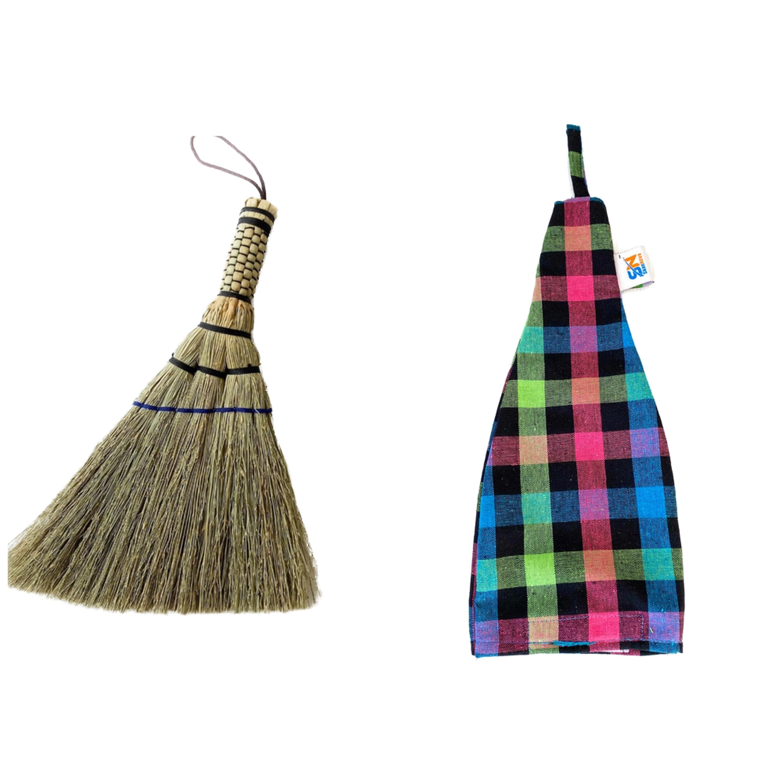 Handmade Whisk Broom, 12-Inch Stiff Sorghum, Bamboo Handle