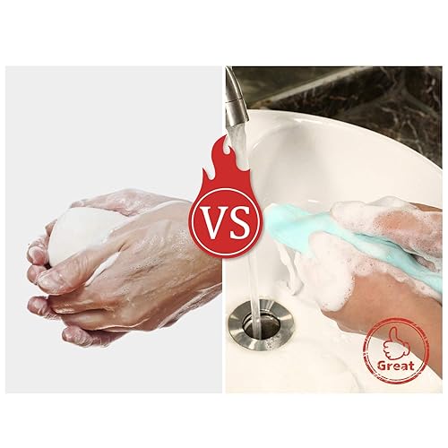 Miniatura 5 de Bolsa de jabón de malla exfoliante Bolsa de malla para guardar jabón, red de espuma de burbujas para herramienta de limpieza facial corporal,