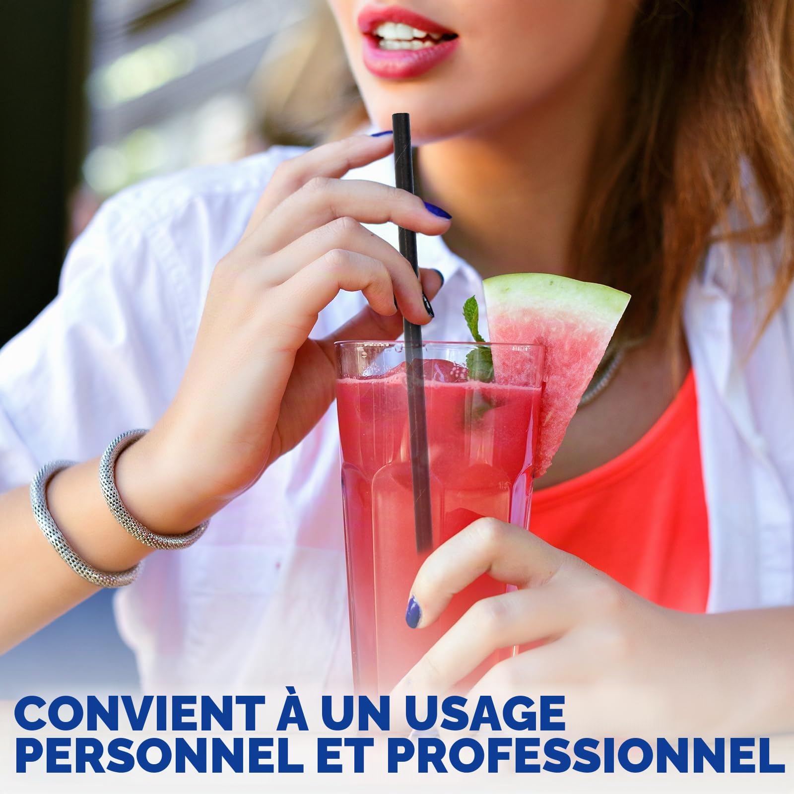Lot de 1000 pailles en papier biodégradables pour cocktail Noir 19,7 cm x 0,6 cm Pour bars et restaurants