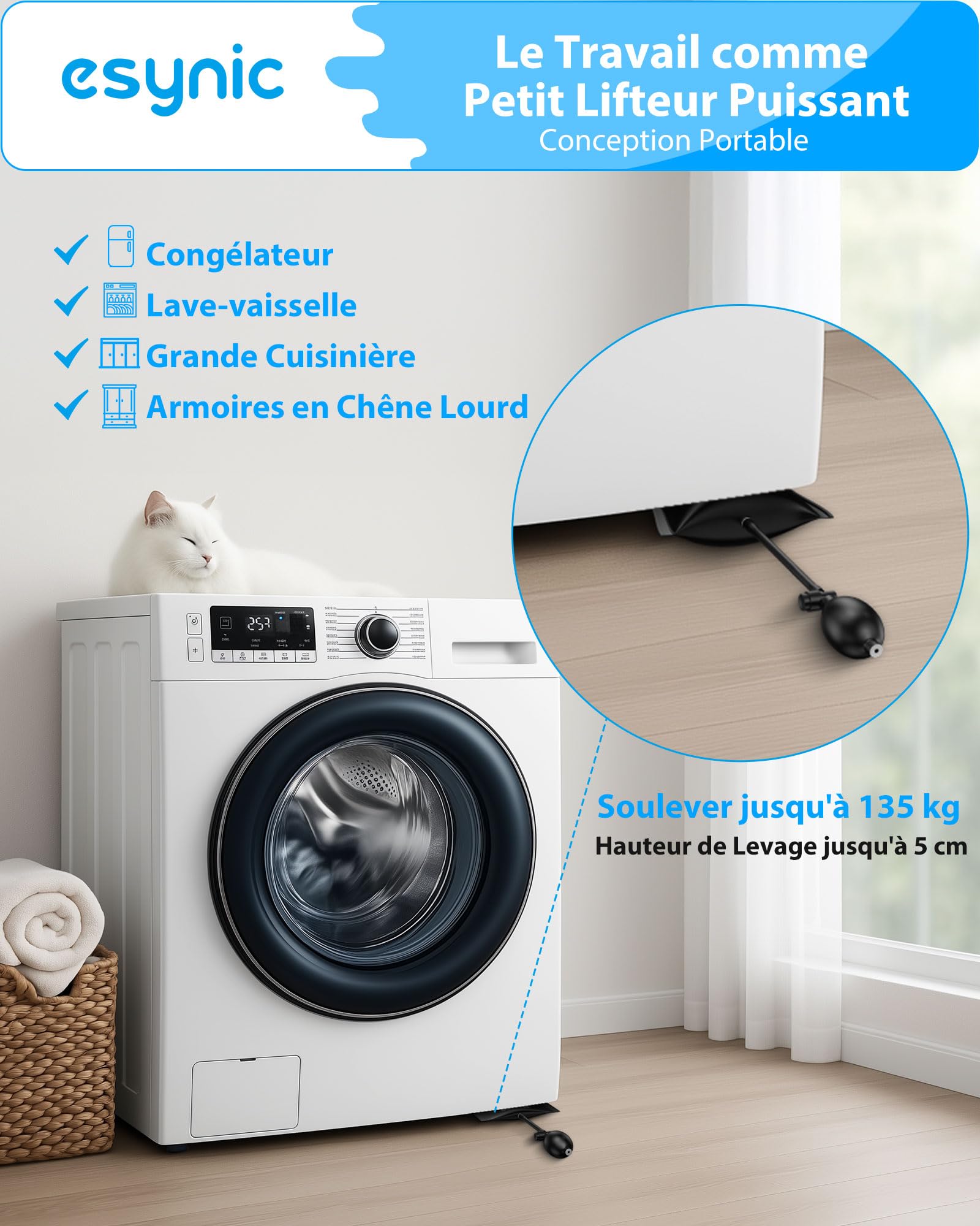 eSynic Lot de 2 Sacs gonflables en TPU Durable pour Porte de Levage - 15 x 16,5 cm - Capacité de Charge : 200 kg