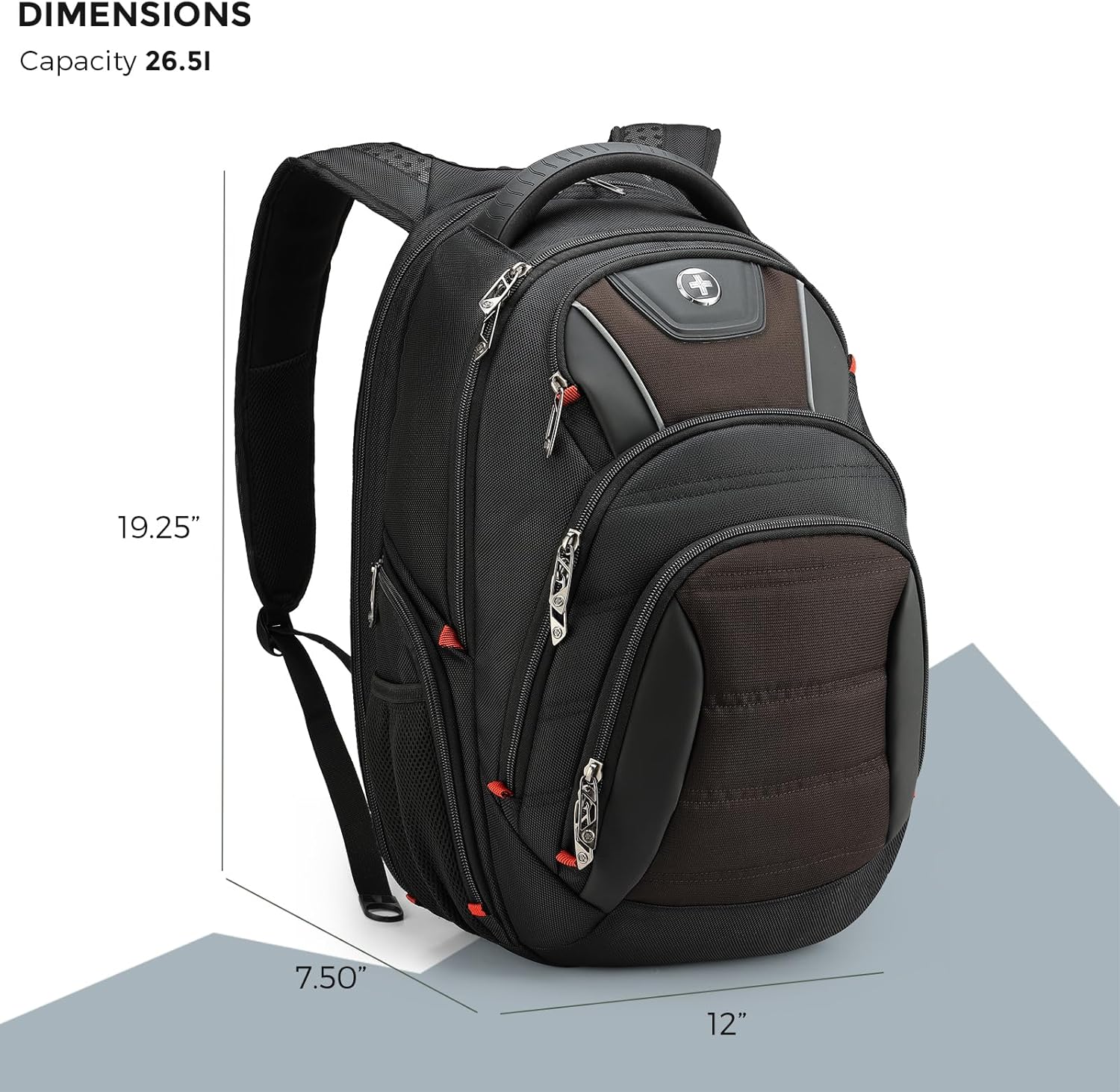 Swissdigital Design Men's Laptop Backpack for Man，Large Capacity Business Travel Backpack Black/Brown | J14-32