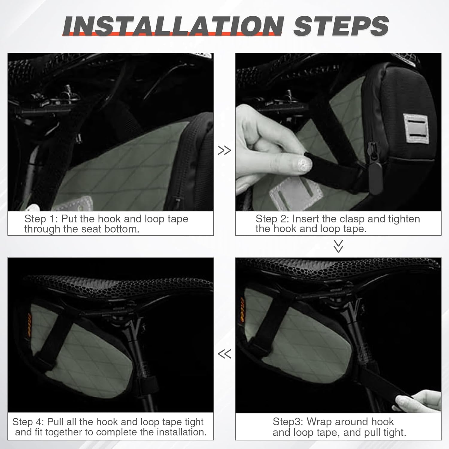 ZUKKA Alforjas para sillín de bicicleta con reflectante Under Saddle Bag Storage Pouch Waterproof Bag Cycling Pack Universal Fit 1.3L Capacity Lightweight for Mountain Bike Road Bike