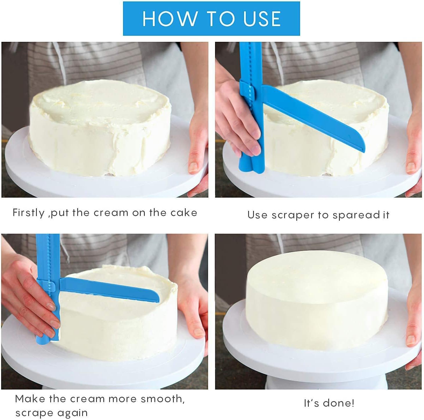 Acquista Raschietto per torta, spatole regolabili più lisce, bordo per torta, crema più liscia, strumento da forno fai da te in Italia a partire da 2.34