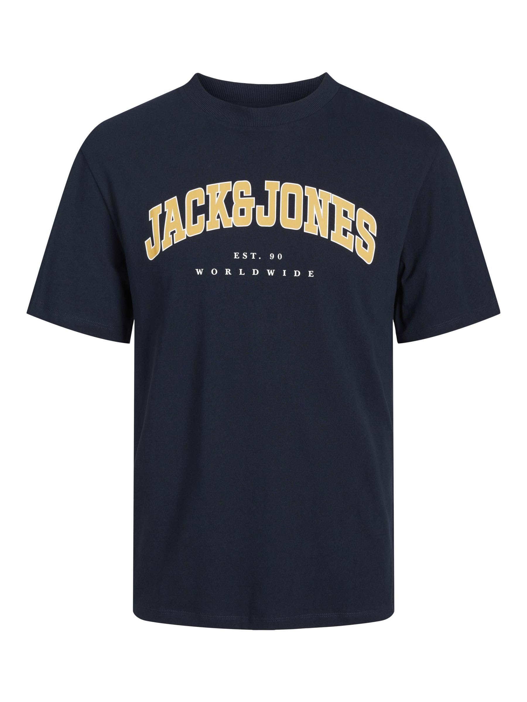 JACK & JONES Men's Big Size Jjecaleb Varsity Crew Neck T-Shirt Navy Blazer 6XL