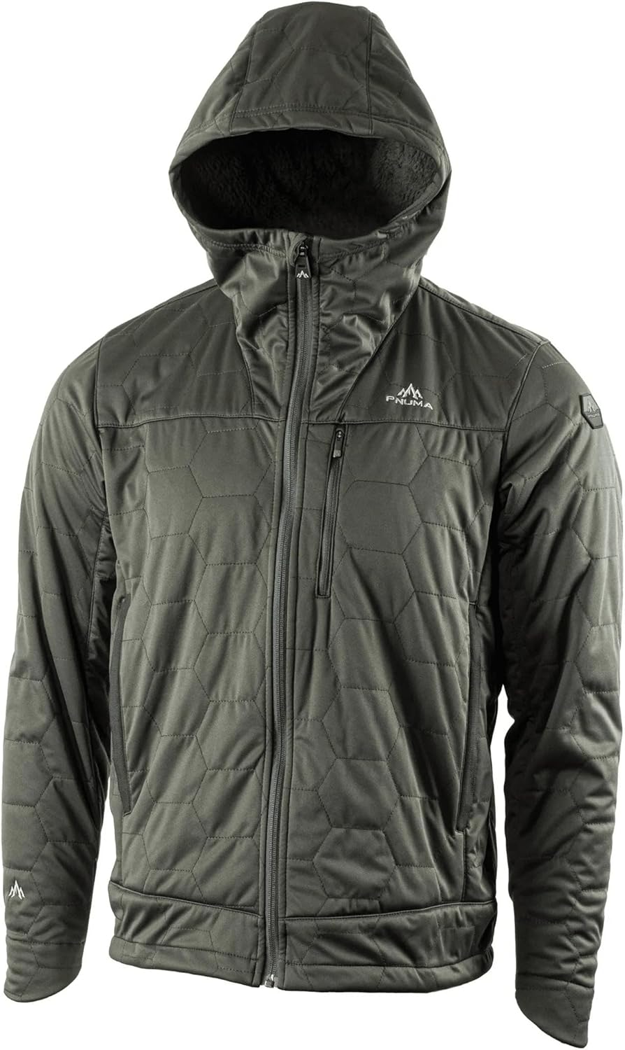 Pnuma Outdoors Alpha Vertex Jacket, Wind Resistant Shell, Insulating Fleece Interior, Quiet Fabric with Stretch Panels