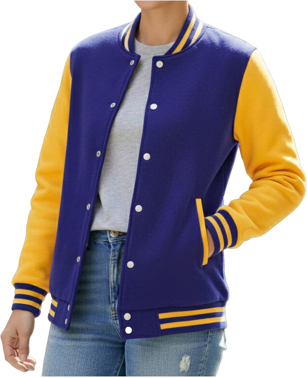 Varsity Jackets For Women - Casual Letterman Jacket Women Highschool Baseball Bomber Lightweight Trendy