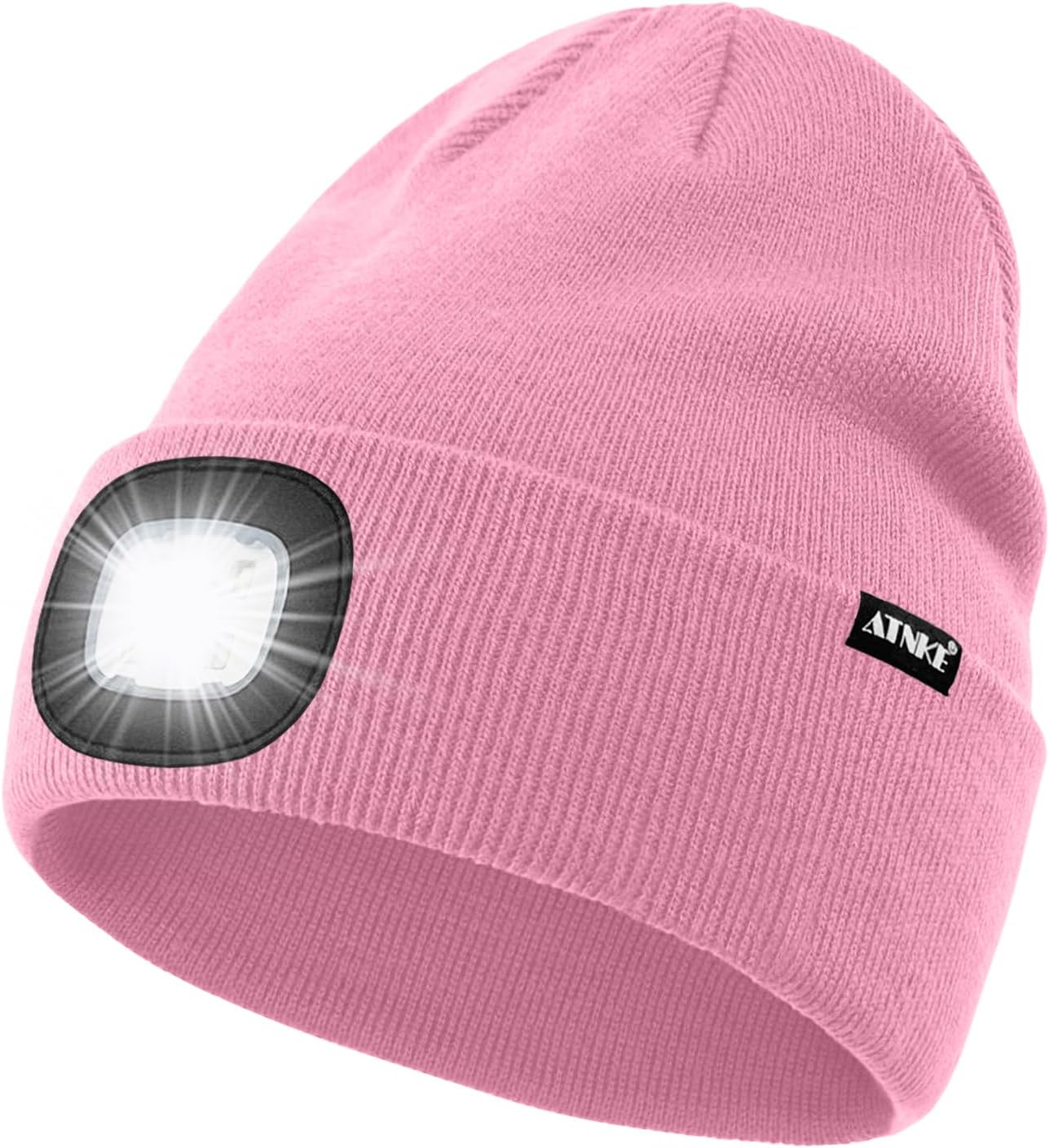 ATNKE LED Lighted Beanie Hat,USB Rechargeable 4 LED Running Headlamp Bright Cap with The Light Gifts for Men and Women