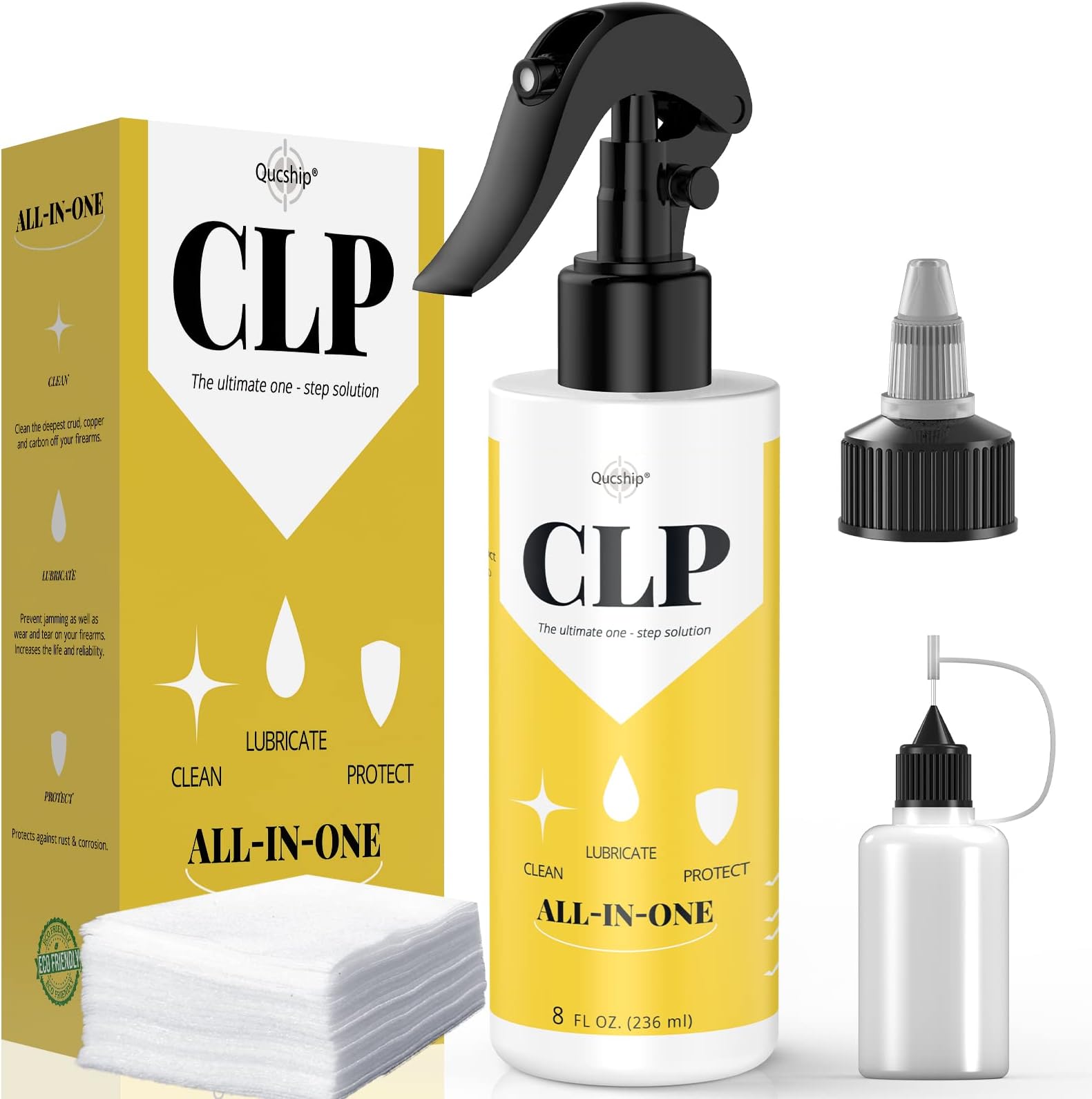 Gun Oil 8 oz, Premium Gun Lubricant, Multi-Purpose Gun Cleaning Kit Protector, Clp Gun Cleaner and Lubricant, Gun Cleaning kit with Oil and Cleaner - by Qucship