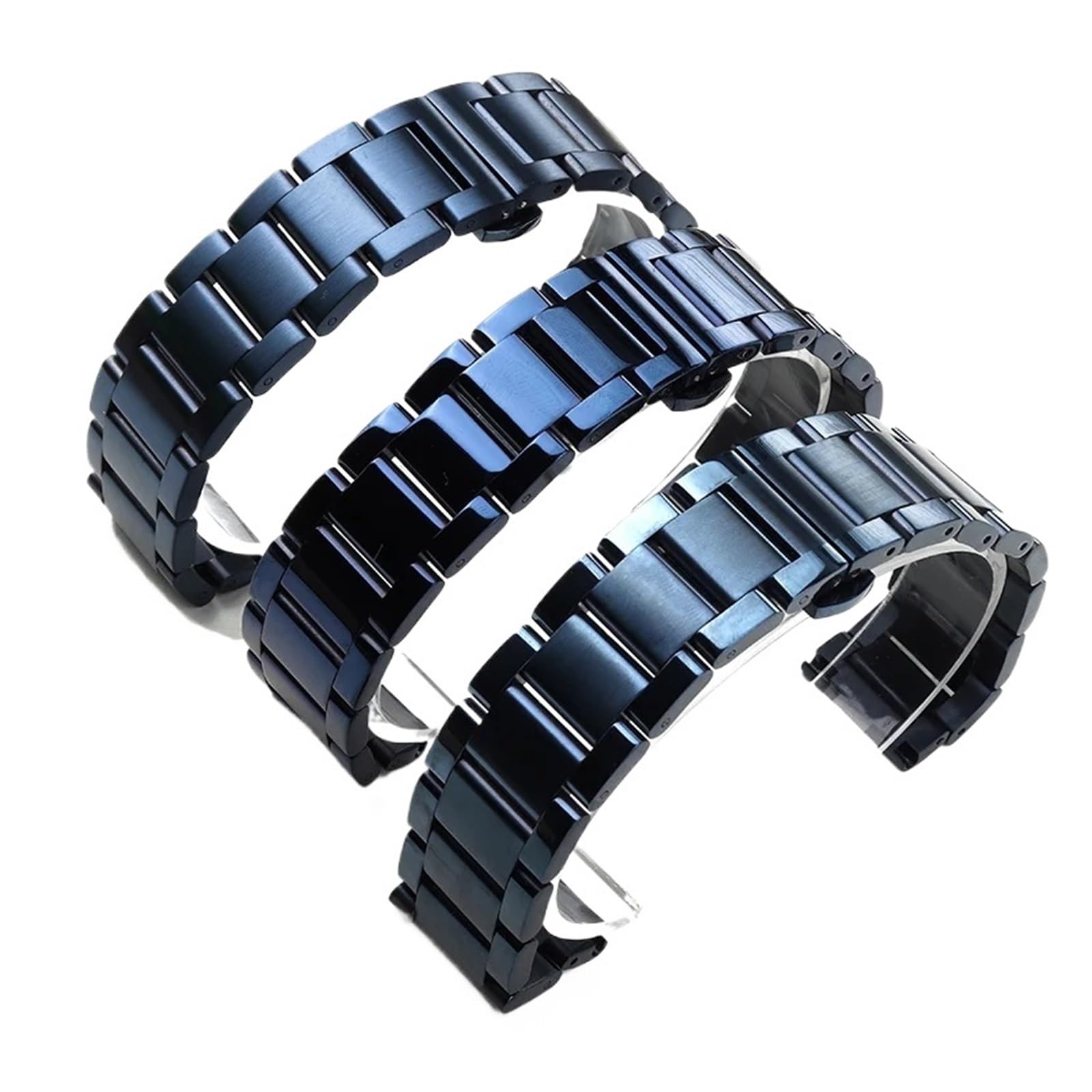 Cinturino in Acciaio Inossidabile, Colore Blu Scuro, Cinturino da Polso in Metallo con estremità Curva, 18 mm, 19 mm, 20 mm, 22 mm, 24 mm, Adatto for l'uso Quotidiano(Full Matte,24mm)