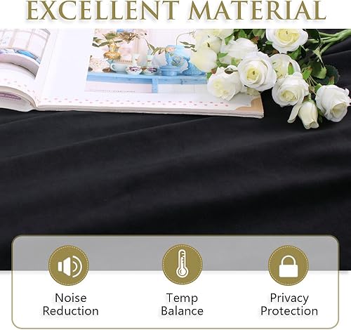 Miniatura 7 de StangH Cortinas opacas negras para puerta, terciopelo suave y grueso, divisores de habitación, aislamiento térmico, reducción de ruido, cortinas de