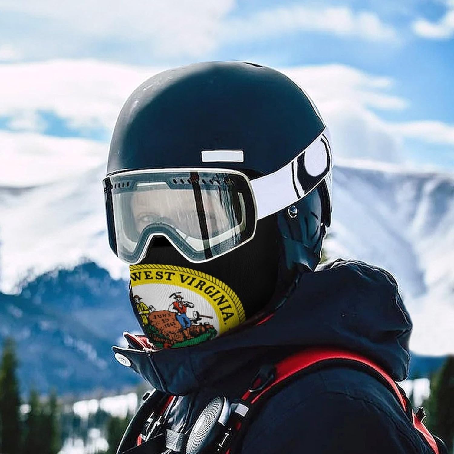 West Virginia State Logo Ski Mask for Men Women Lightweight Balaclava Face Cover UV Protection Neck Gaiter