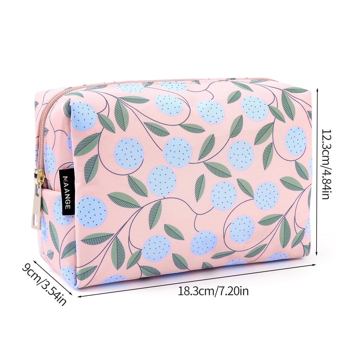Small Cosmetic Bag MAANGE Travel Makeup Bag Makeup Pouch PU Leather Portable Versatile Zipper Make up Bag for Women(Plant) - Image 2