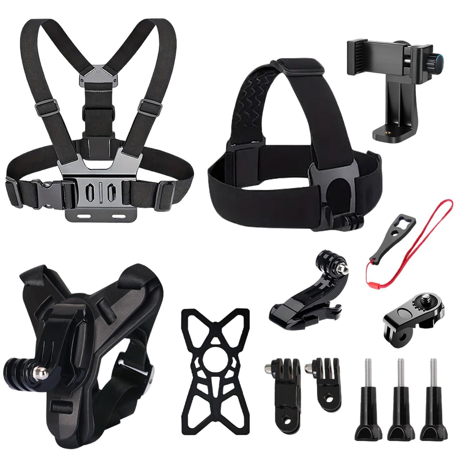 Accesorios de cámara de acción con kit de correa elástica para pecho de ciclismo seguro 8