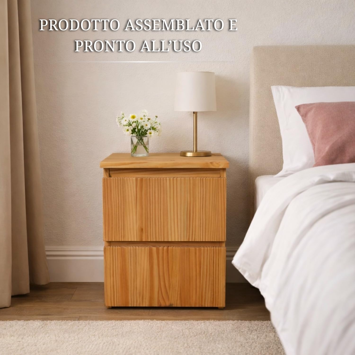 Cassettiera in pino massello compartimento segreto serratura NFC App Bluetooth comodino occultato mobile camuffato cassetto nascosto doppio fondo invisibile cassaforte occulta sicurezza hotel ufficio
