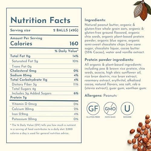 Miniatura 4 de Scott's Protein Balls Bolas de proteína refrigeradas a base de plantas, bolas de proteína de cacao de mantequilla de maní, 6 bolsas resellables, 4