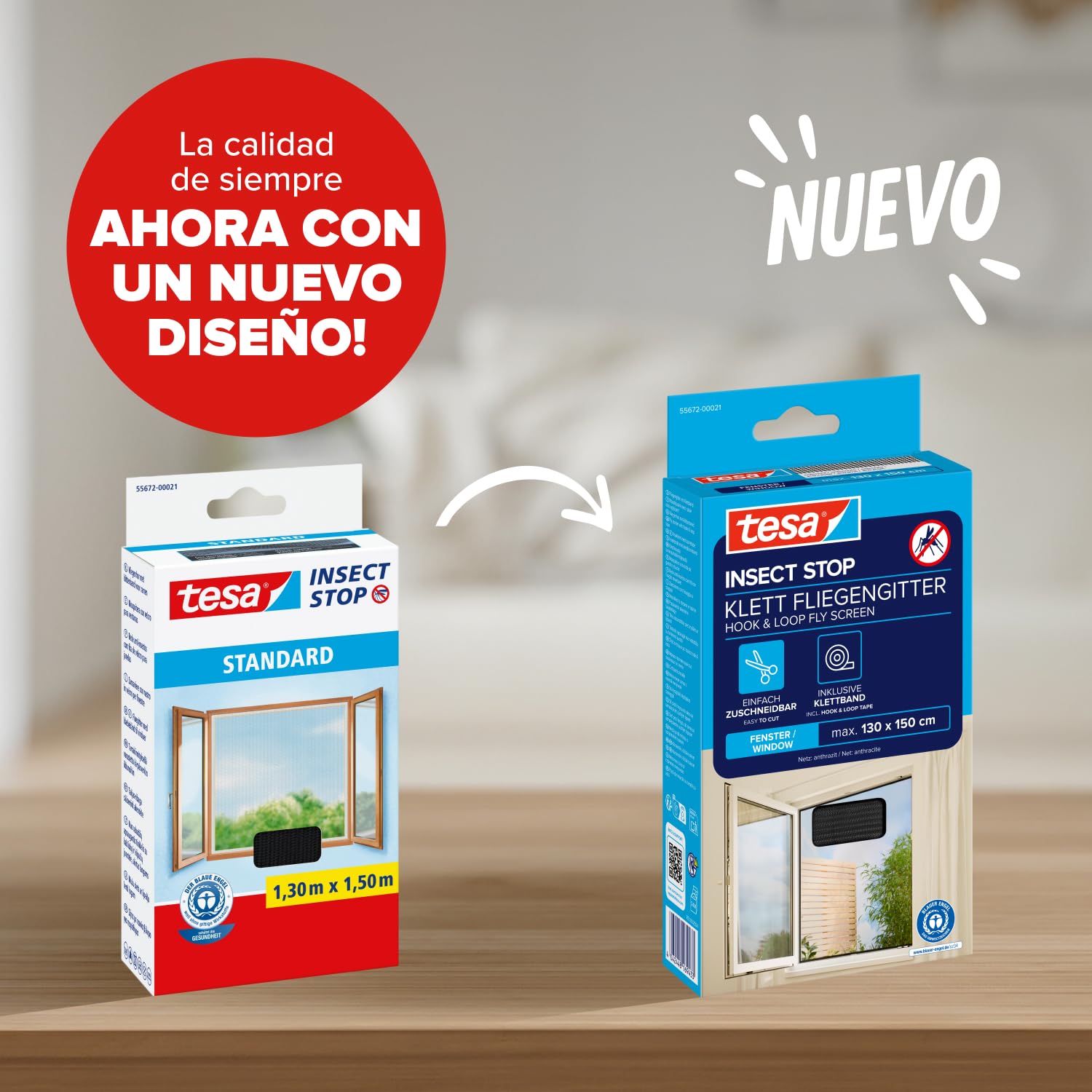 tesa INSECT STOP H&L Fly Screen for Window - mosquitera con cinta autoadhesiva, corte a medida, sin taladrar, antracita - 3x 130 x 150 cm